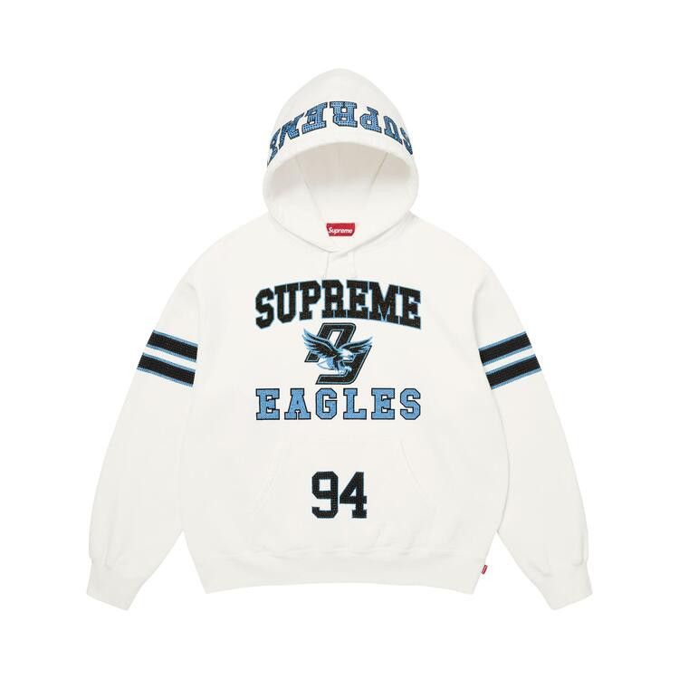Supreme Rhinestone Eagle Hooded Sweatshirt White - Im Your Wardrobe