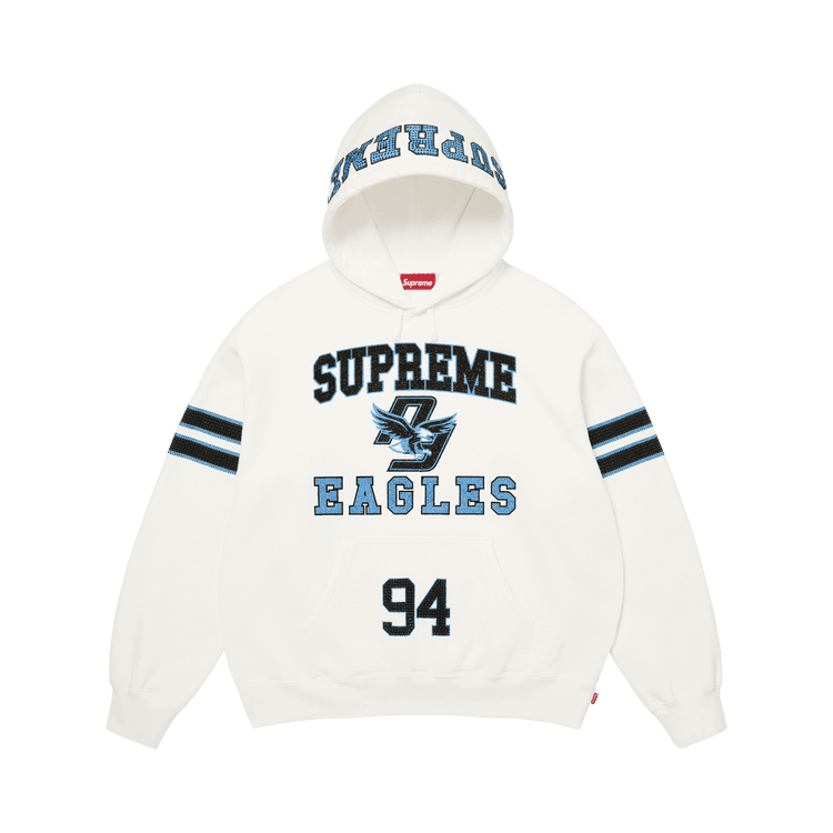 Supreme Rhinestone Eagle Hooded Sweatshirt White - Im Your Wardrobe