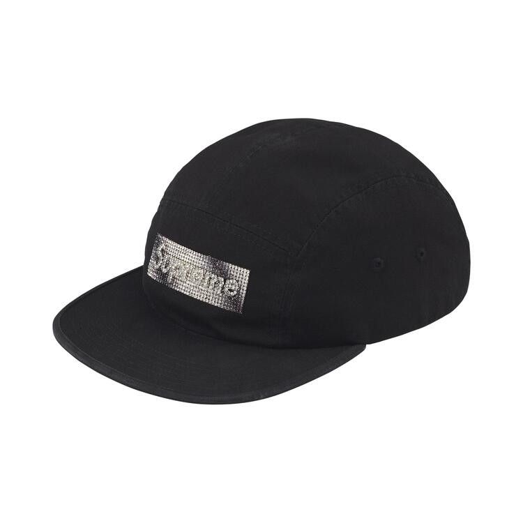 Supreme Rhinestone Label Camp Cap (FW26) Black - Im Your Wardrobe