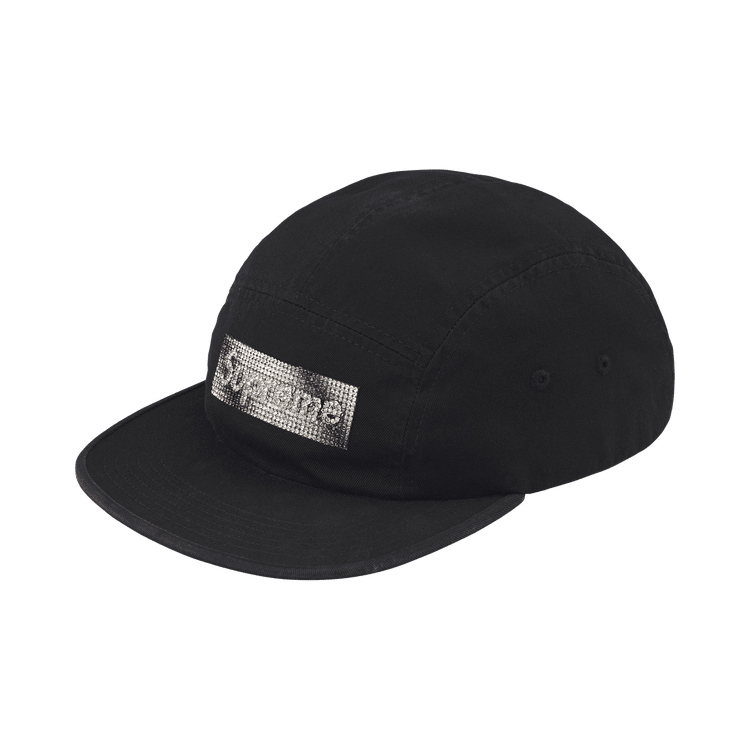 Supreme Rhinestone Label Camp Cap (FW26) Black - Im Your Wardrobe