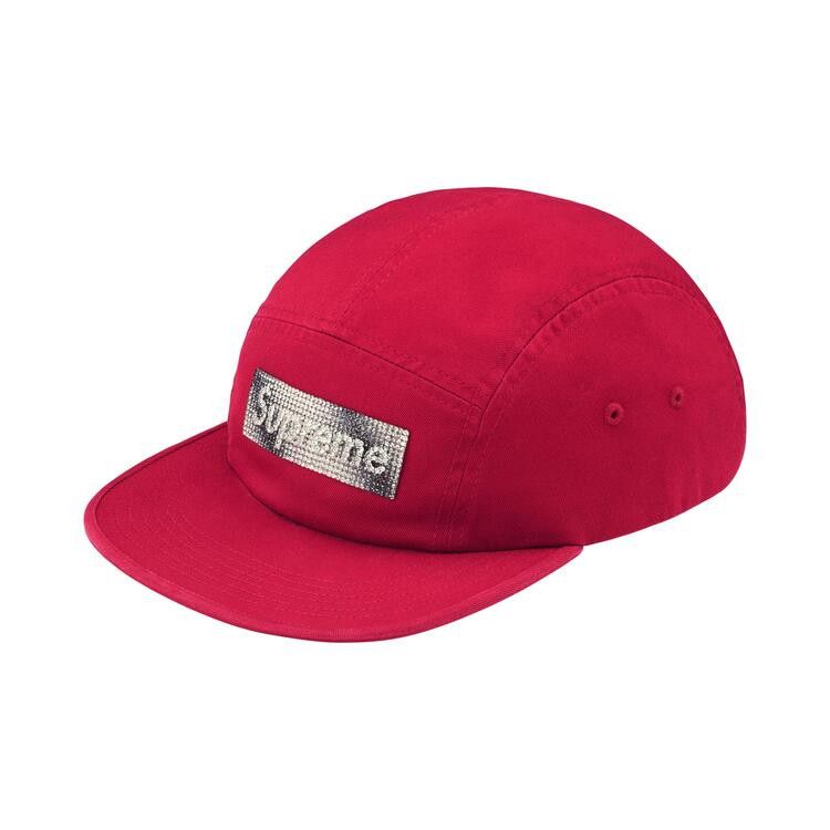 Supreme Rhinestone Label Camp Cap (FW26) Red - Im Your Wardrobe