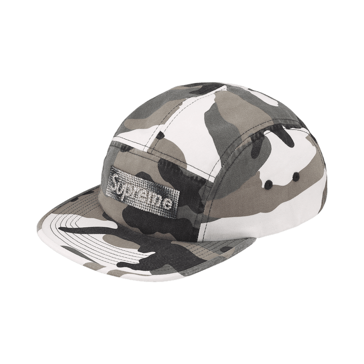 Supreme Rhinestone Label Camp Cap (FW26) Snow Camo - Im Your Wardrobe