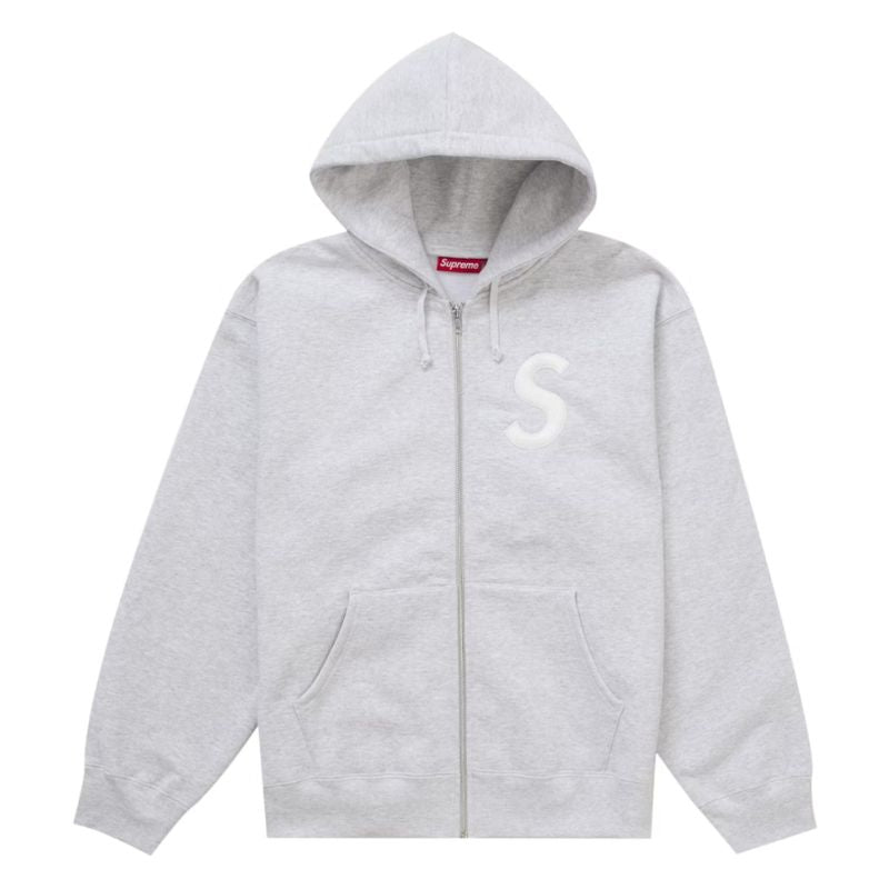 Supreme S Logo Zip Up Hooded Sweatshirt (FW24) Ash Grey - Im Your Wardrobe