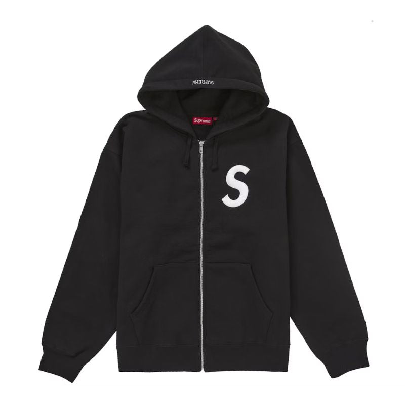 Supreme S Logo Zip Up Hooded Sweatshirt (FW24) Black - Im Your Wardrobe