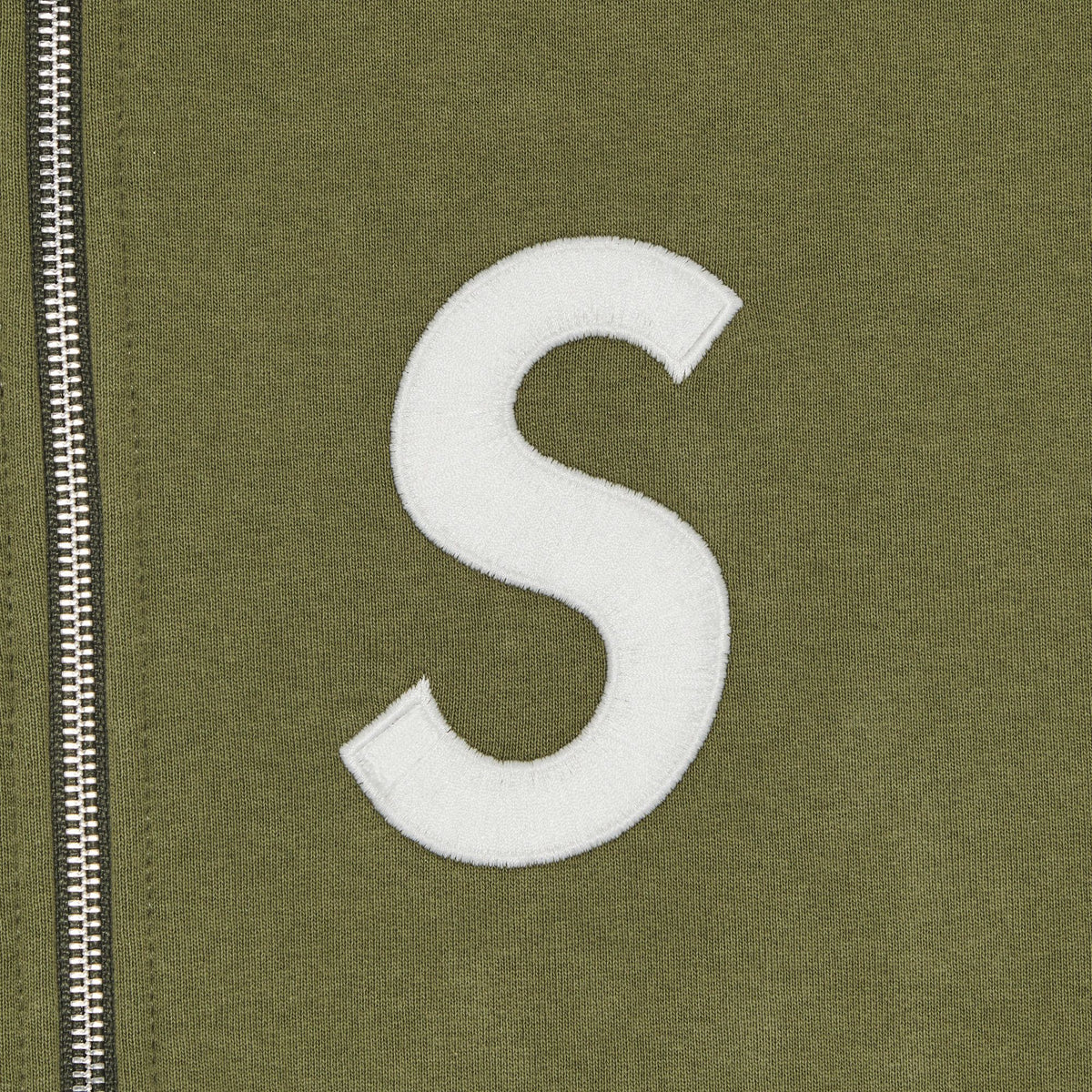 Supreme S Logo Zip Up Hooded Sweatshirt (FW24) Light Olive - Im Your Wardrobe