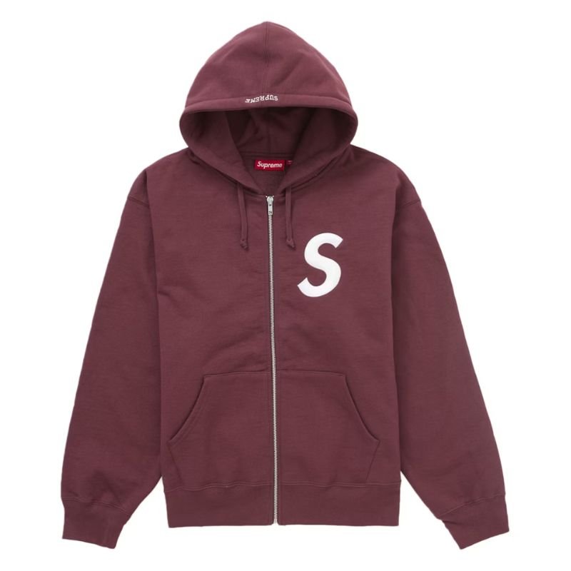 Supreme S Logo Zip Up Hooded Sweatshirt (FW24) Maroon - Im Your Wardrobe