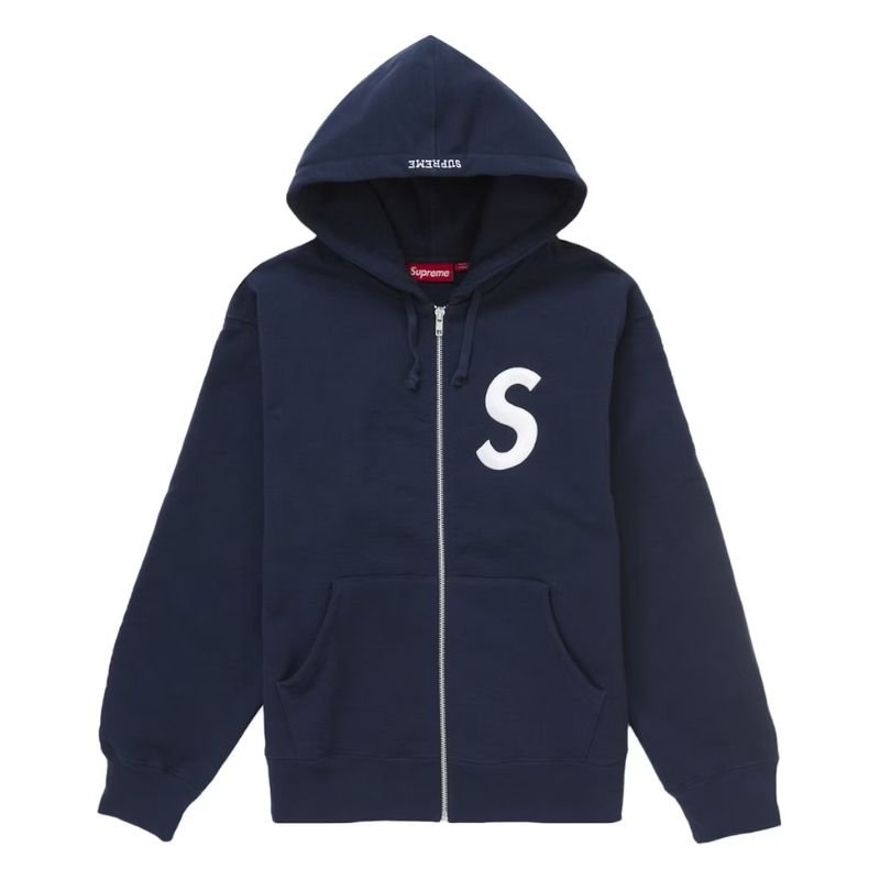 Supreme S Logo Zip Up Hooded Sweatshirt (FW24) Navy - Im Your Wardrobe