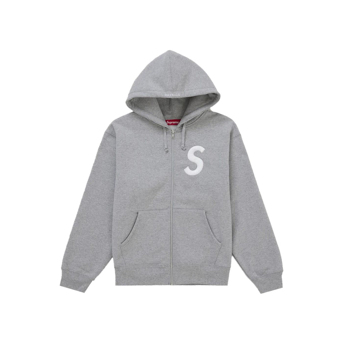 Supreme S Logo Zip Up Hooded Sweatshirt (FW25) Heather Grey - Im Your Wardrobe