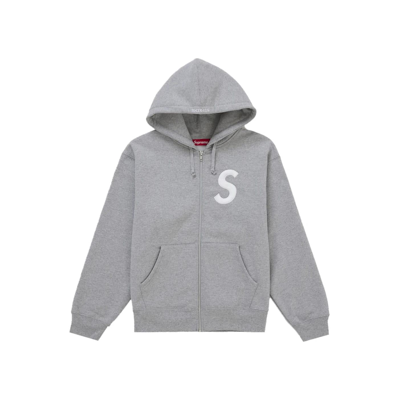 Supreme S Logo Zip Up Hooded Sweatshirt (FW25) Heather Grey - Im Your Wardrobe