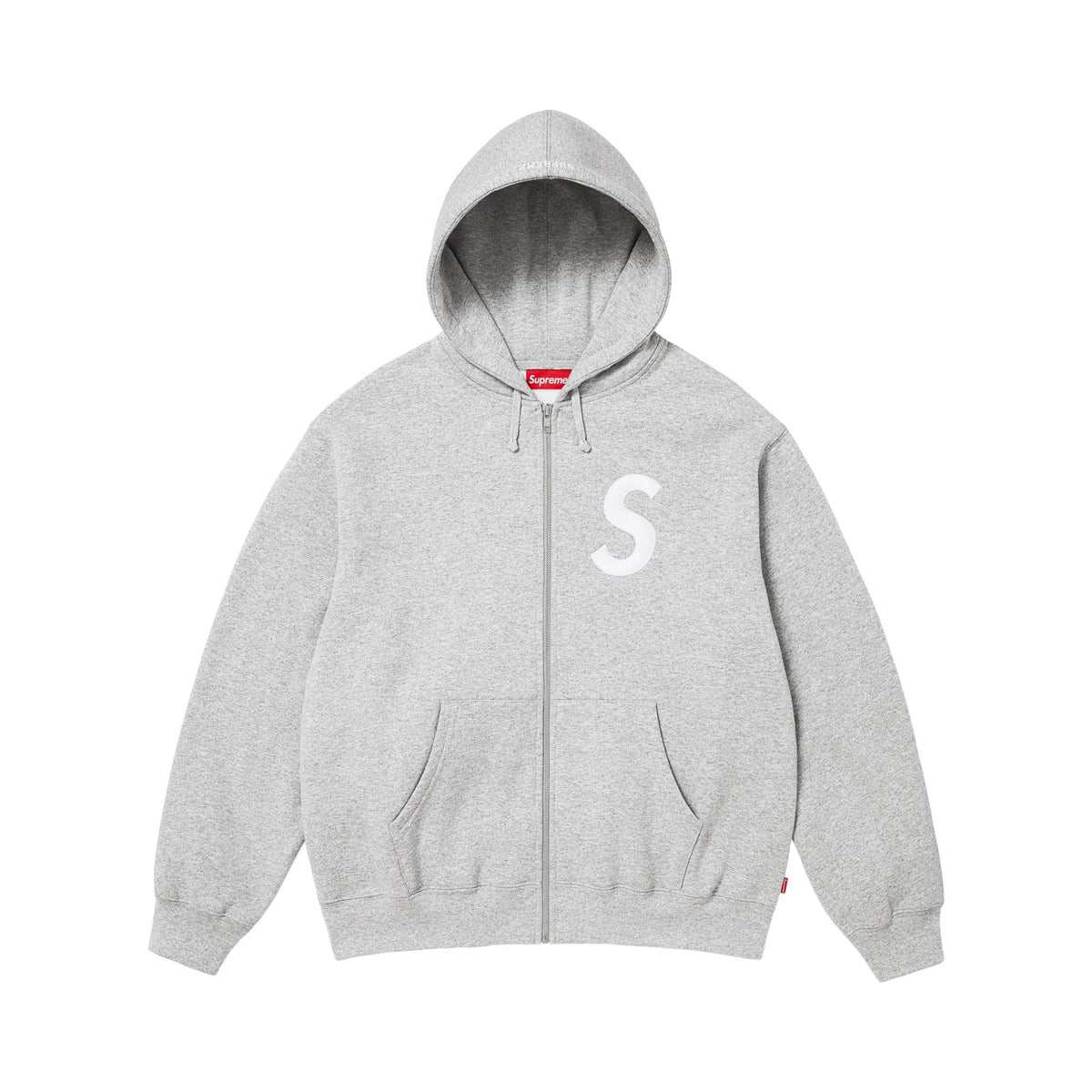 Supreme S Logo Zip Up Hooded Sweatshirt (FW25) Heather Grey - Im Your Wardrobe