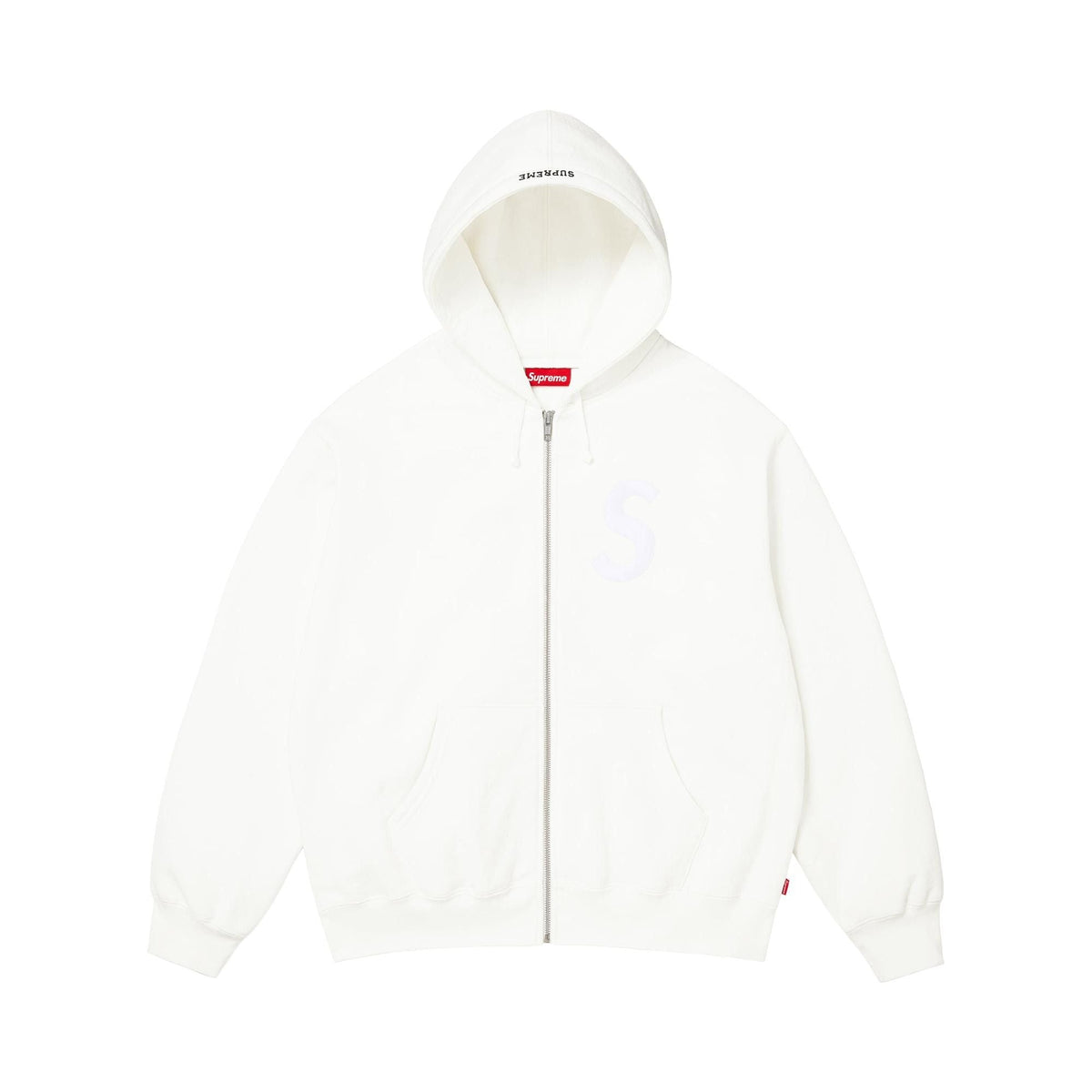 Supreme S Logo Zip Up Hooded Sweatshirt (FW25) White - Im Your Wardrobe