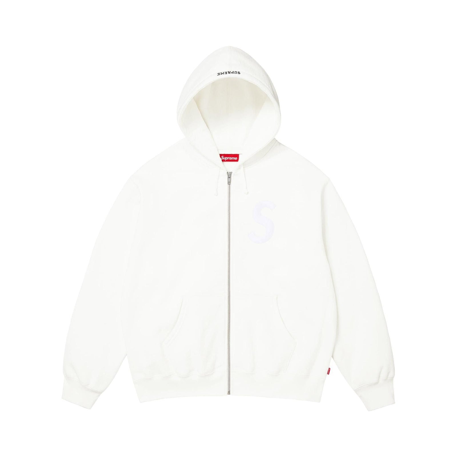 Supreme S Logo Zip Up Hooded Sweatshirt (FW25) White - Im Your Wardrobe