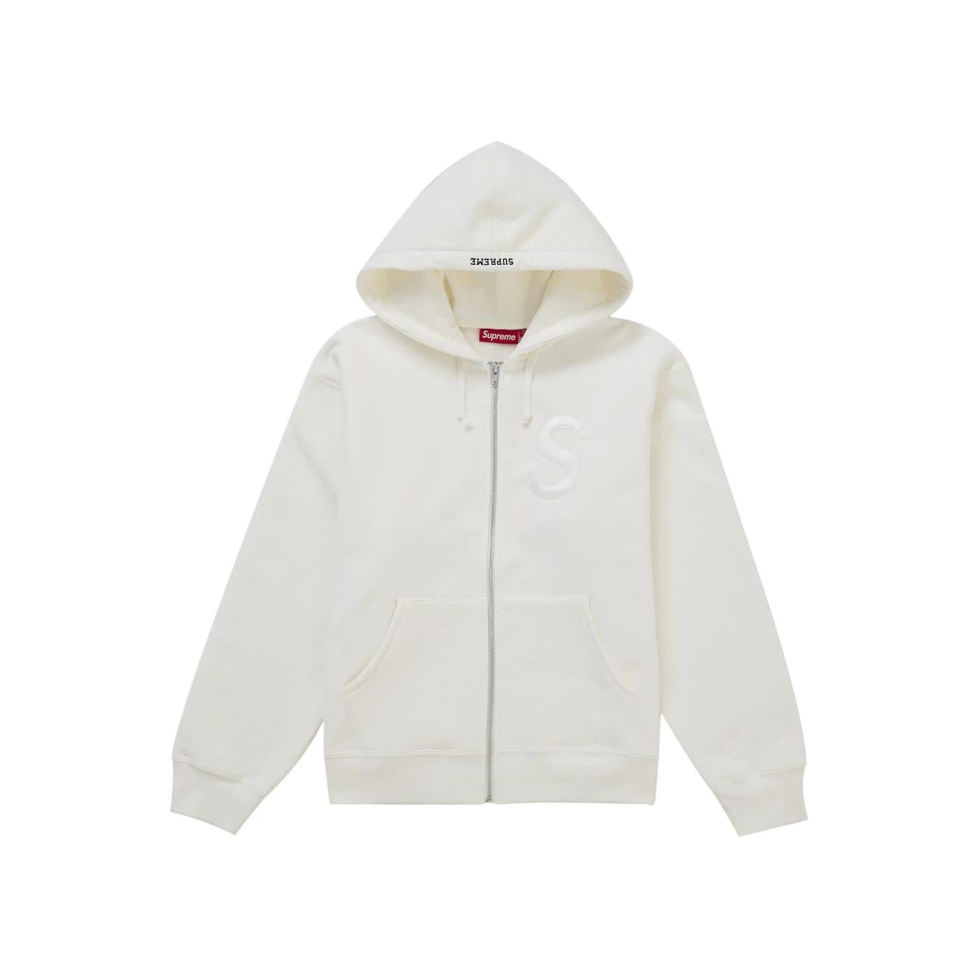 Supreme S Logo Zip Up Hooded Sweatshirt (FW25) White - Im Your Wardrobe
