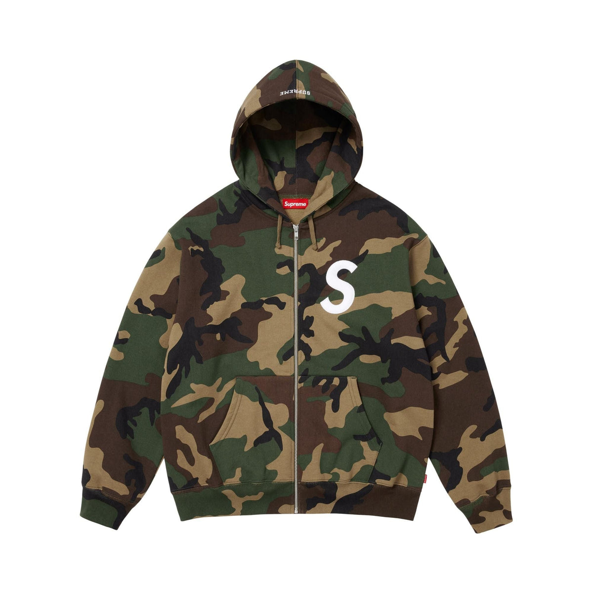 Supreme S Logo Zip Up Hooded Sweatshirt (FW25) Woodland Camo - Im Your Wardrobe