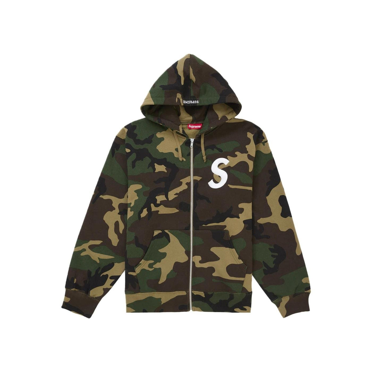 Supreme S Logo Zip Up Hooded Sweatshirt (FW25) Woodland Camo - Im Your Wardrobe