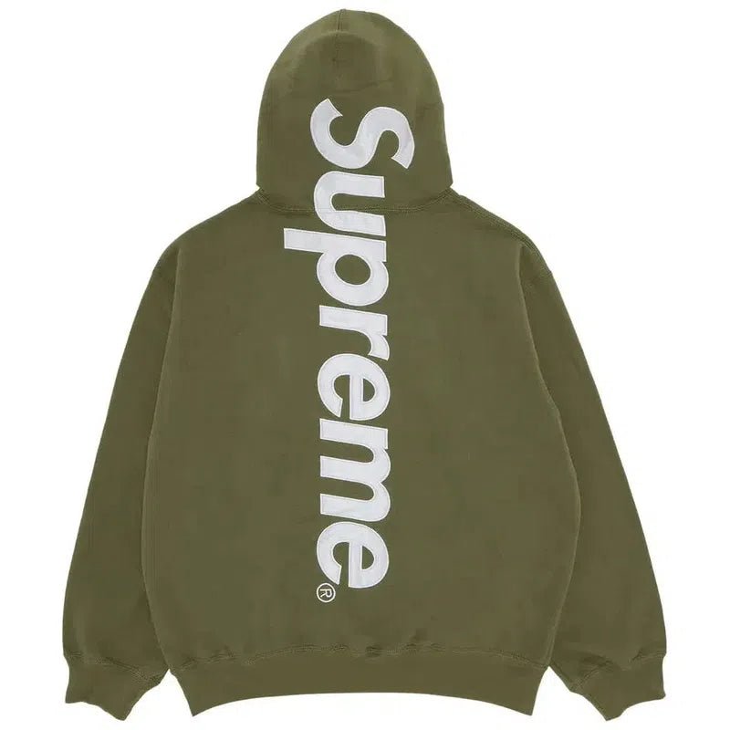 Supreme Satin Appliqué Hooded Sweatshirt (FW23) &#39;Light Olive&#39; - Im Your Wardrobe