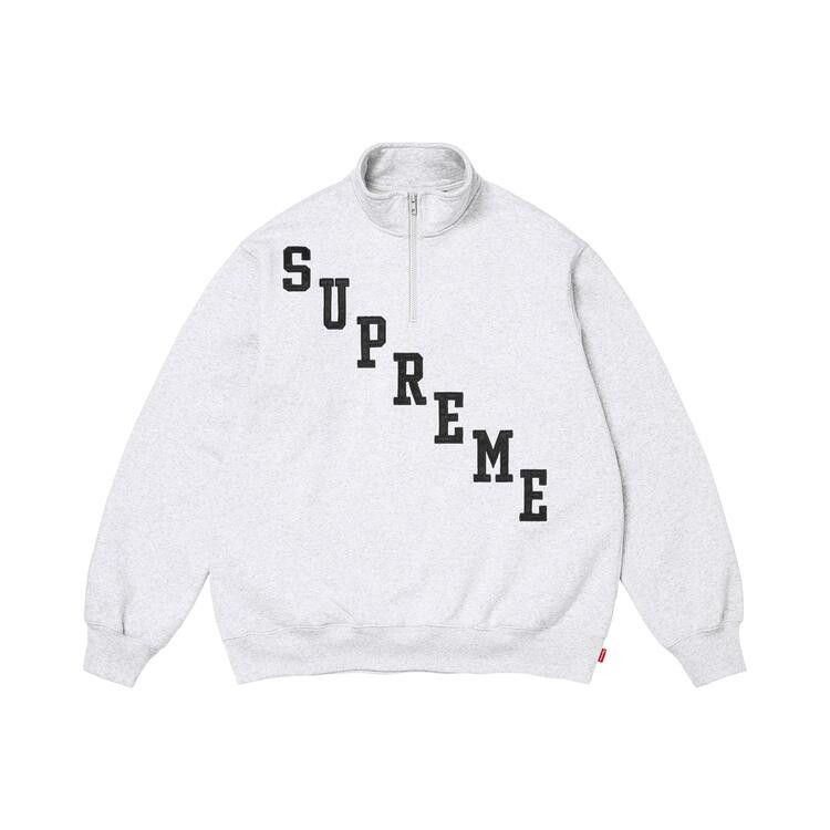 Supreme Slant Appliqué Half Zip Pullover Ash Grey - Im Your Wardrobe