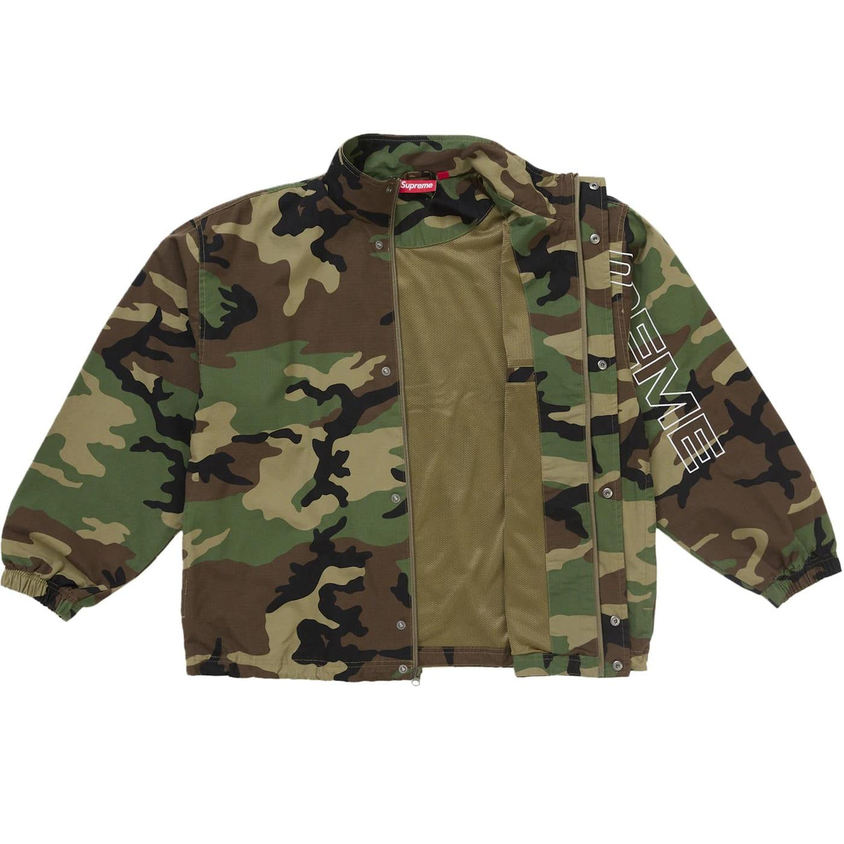 Supreme Spellout Embroidered Ripstop Track Jacket Woodland Camo - Im Your Wardrobe