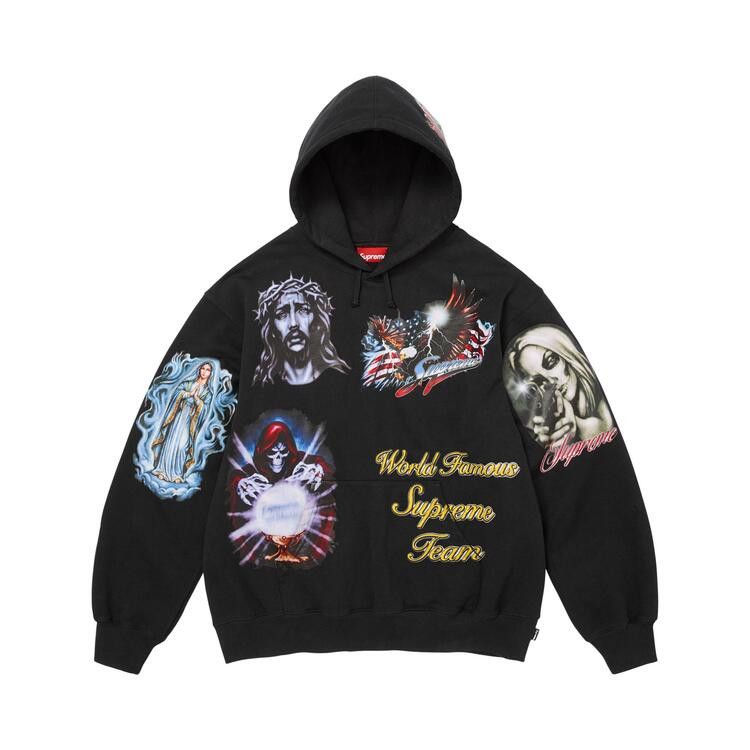 Supreme Stickers Hooded Sweatshirt Black - Im Your Wardrobe