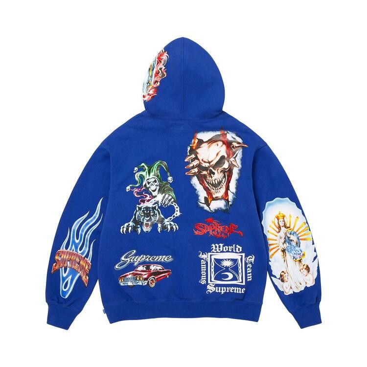 Supreme Stickers Hooded Sweatshirt Royal - Im Your Wardrobe
