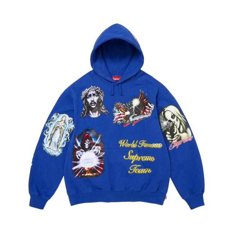 Supreme Stickers Hooded Sweatshirt Royal - Im Your Wardrobe