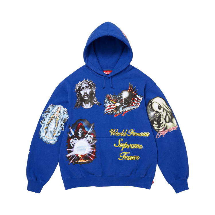 Supreme Stickers Hooded Sweatshirt Royal - Im Your Wardrobe