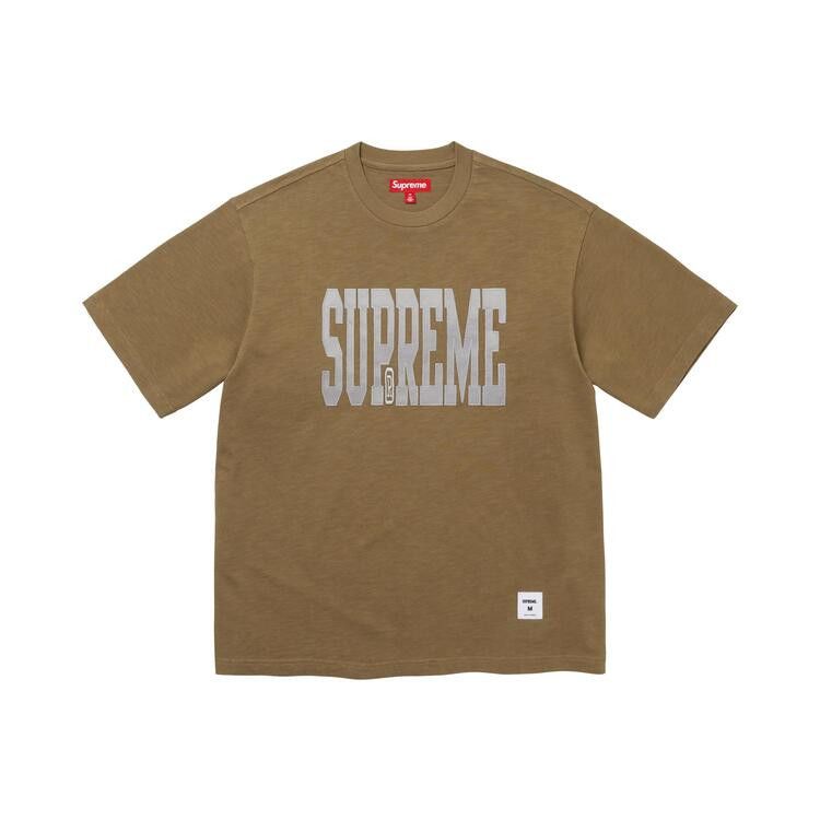 Supreme Stretch Appliqué Short-Sleeve Top Olive Brown - Im Your Wardrobe