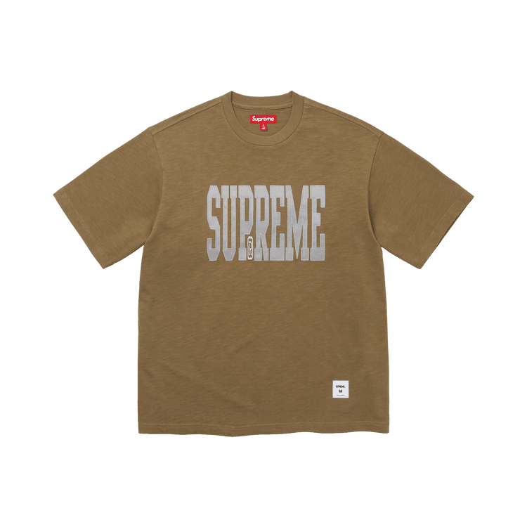 Supreme Stretch Appliqué Short-Sleeve Top Olive Brown - Im Your Wardrobe