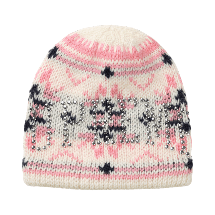 Supreme Studded Fair Isle Beanie (FW26) Cream - Im Your Wardrobe