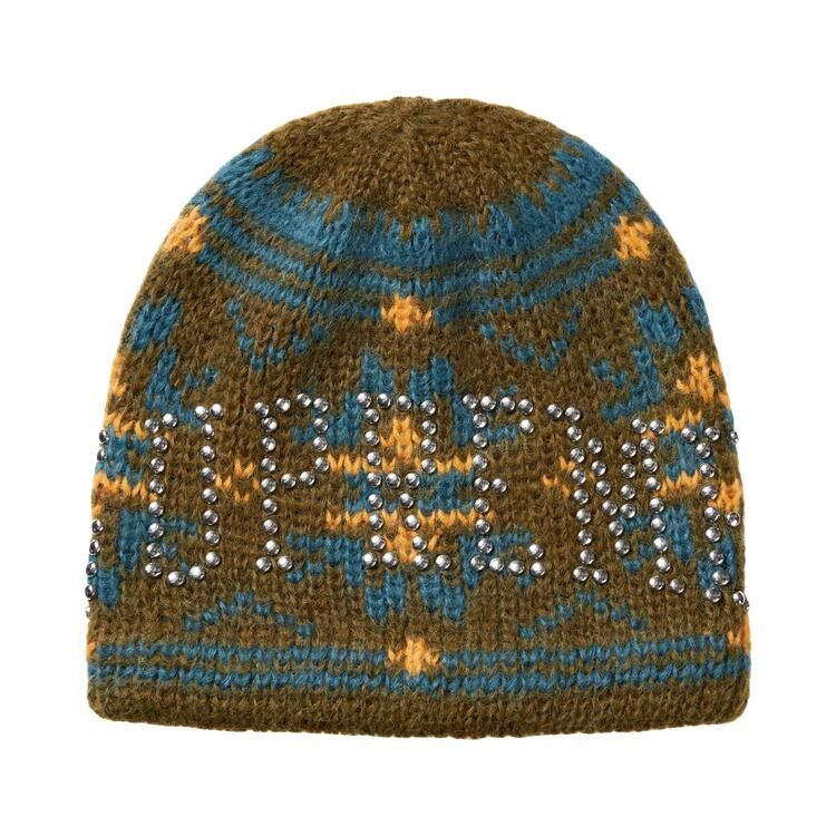 Supreme Studded Fair Isle Beanie (FW26) Olive Brown - Im Your Wardrobe