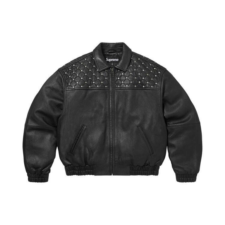 Supreme Swarovski Studded Quilted Leather Jacket Black - Im Your Wardrobe