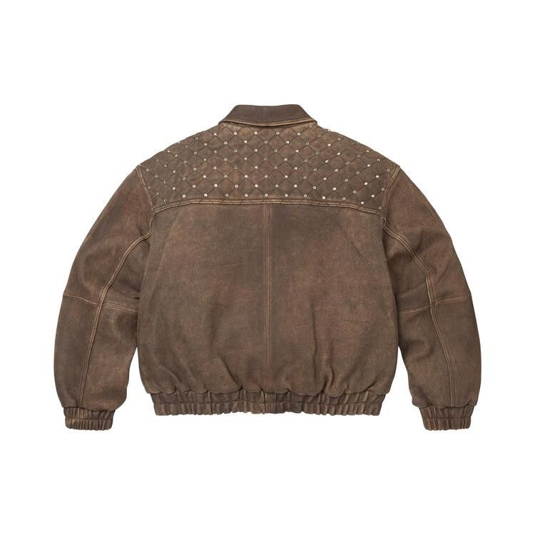 Supreme Swarovski Studded Quilted Leather Jacket Brown - Im Your Wardrobe