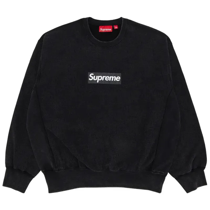Supreme Washed Box Logo Crewneck 'Black' (SS25) - Im Your Wardrobe