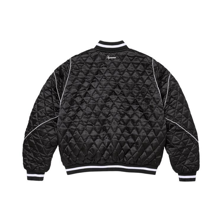 Supreme x Champion Quilted Satin Varsity Jacket Black - Im Your Wardrobe