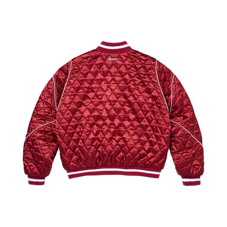 Supreme x Champion Quilted Satin Varsity Jacket Dark Red - Im Your Wardrobe
