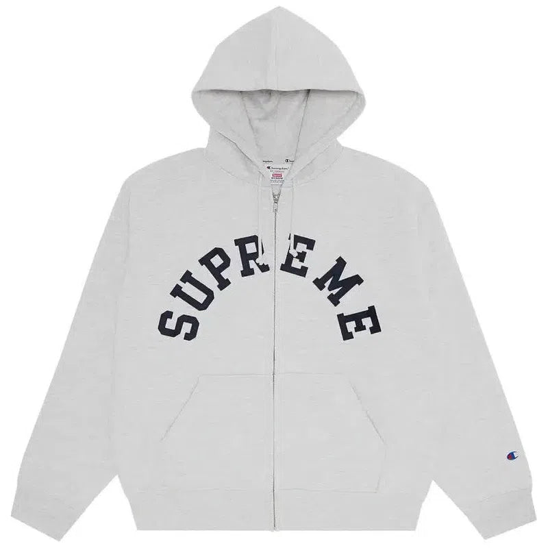 Supreme x Champion Zip Up Hooded Sweatshirt (SS24) Ash Grey - Im Your Wardrobe