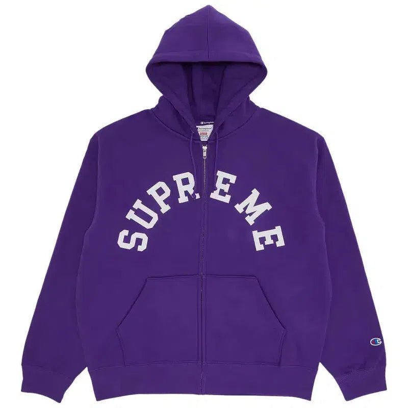 Supreme x Champion Zip Up Hooded Sweatshirt (SS24) Purple - Im Your Wardrobe