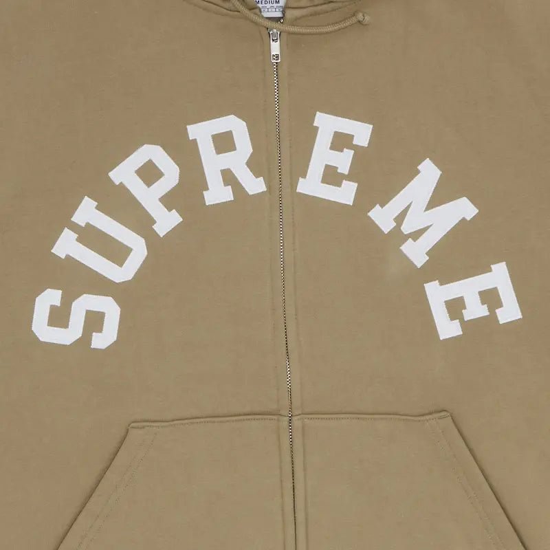 Supreme x Champion Zip Up Hooded Sweatshirt (SS24) Tan - Im Your Wardrobe