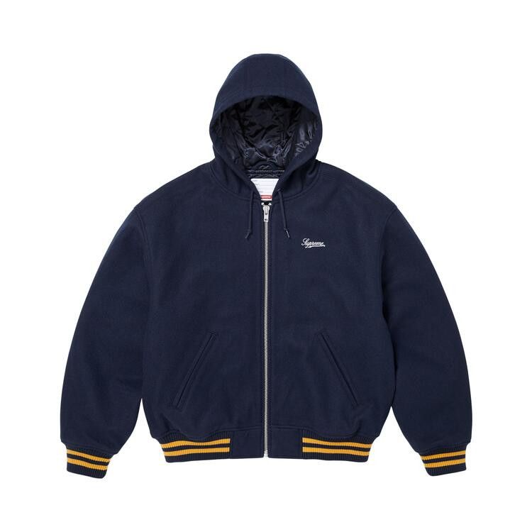 Supreme x Larry Clark Hooded Varsity Jacket Navy - Im Your Wardrobe