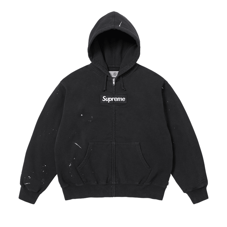 Supreme x MM6 Maison Margiela Box Logo Zip Up Hooded Sweatshirt Black - Im Your Wardrobe