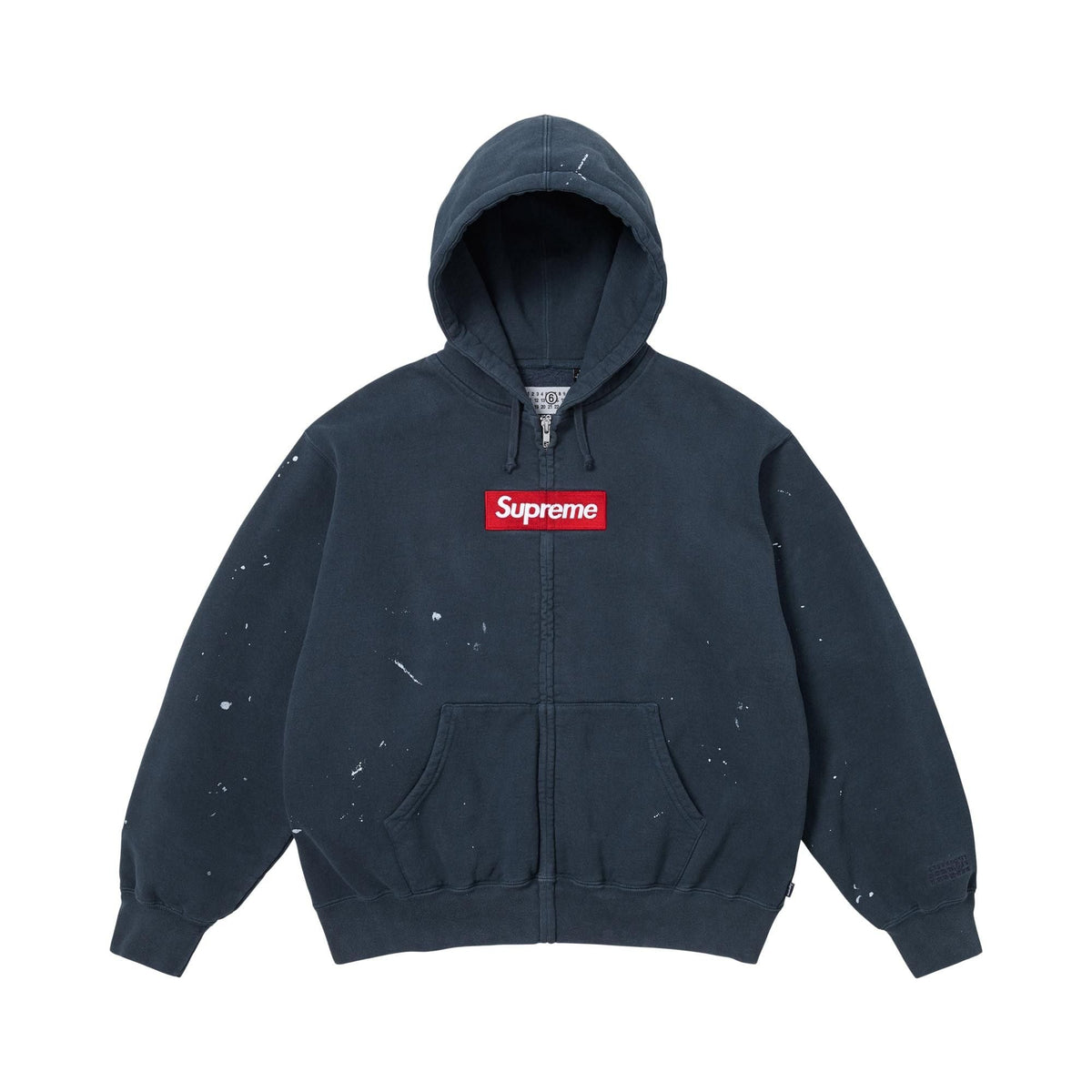 Supreme x MM6 Maison Margiela Box Logo Zip Up Hooded Sweatshirt Navy - Im Your Wardrobe