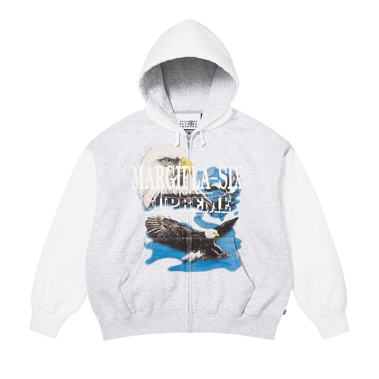 Supreme x MM6 Maison Margiela Eagle Zip Up Hooded Sweatshirt Ash Grey - Im Your Wardrobe