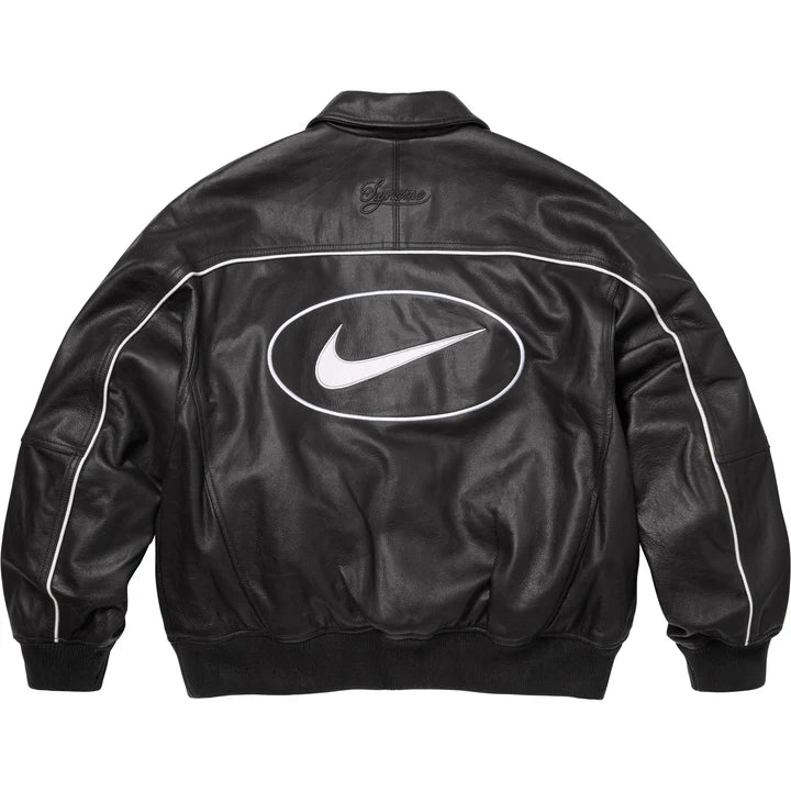 Supreme x Nike Leather Varsity Jacket 'Black' (SS25) - Im Your Wardrobe