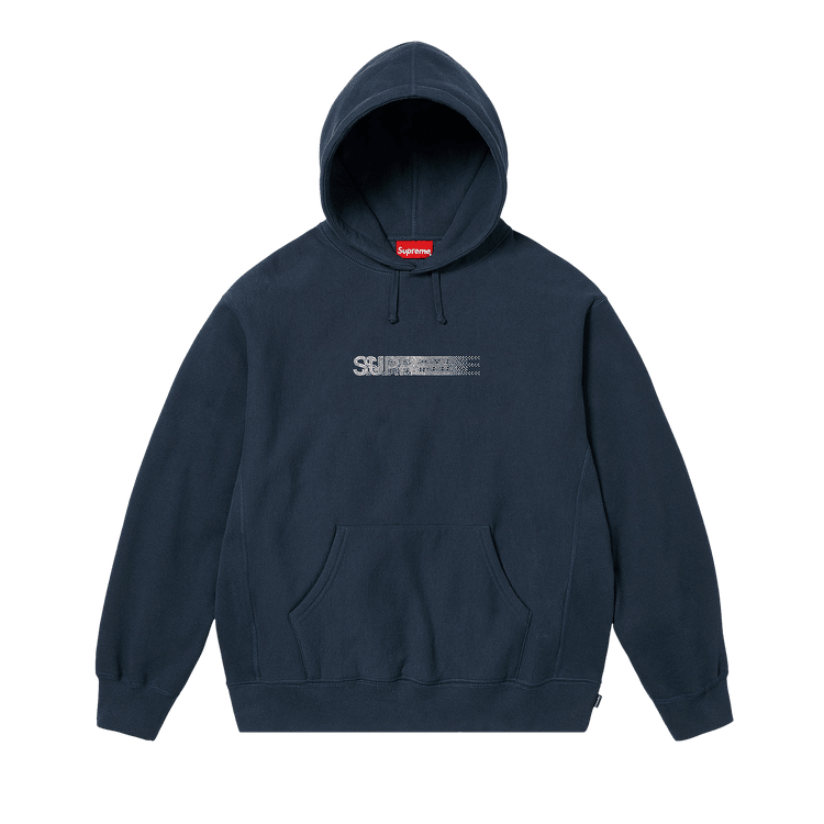 Supreme x Swarovski Motion Logo Hooded Sweatshirt Navy - Im Your Wardrobe