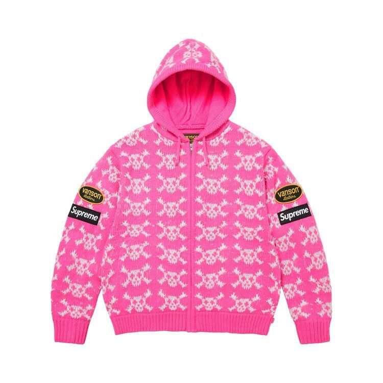 Supreme x Vanson Leathers Skull Zip Up Hooded Sweater Pink - Im Your Wardrobe