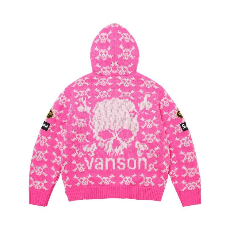 Supreme x Vanson Leathers Skull Zip Up Hooded Sweater Pink - Im Your Wardrobe
