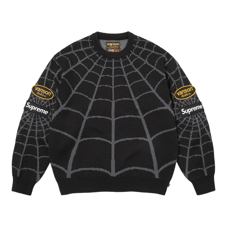 Supreme x Vanson Leathers Spider-Man Sweater Black - Im Your Wardrobe