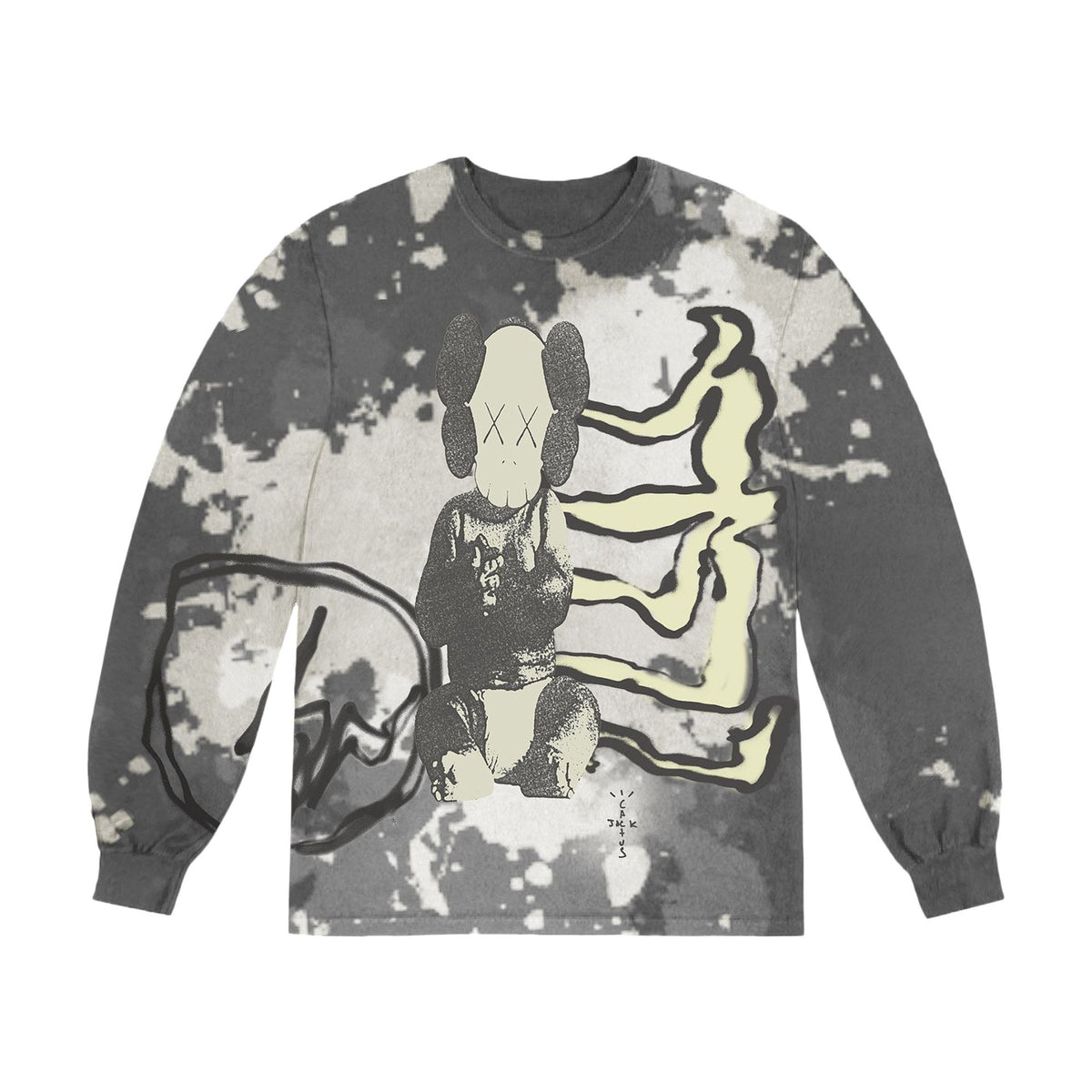Travis Scott Cactus Jack x KAWS For Fragment Long Sleeve Tee Grey front