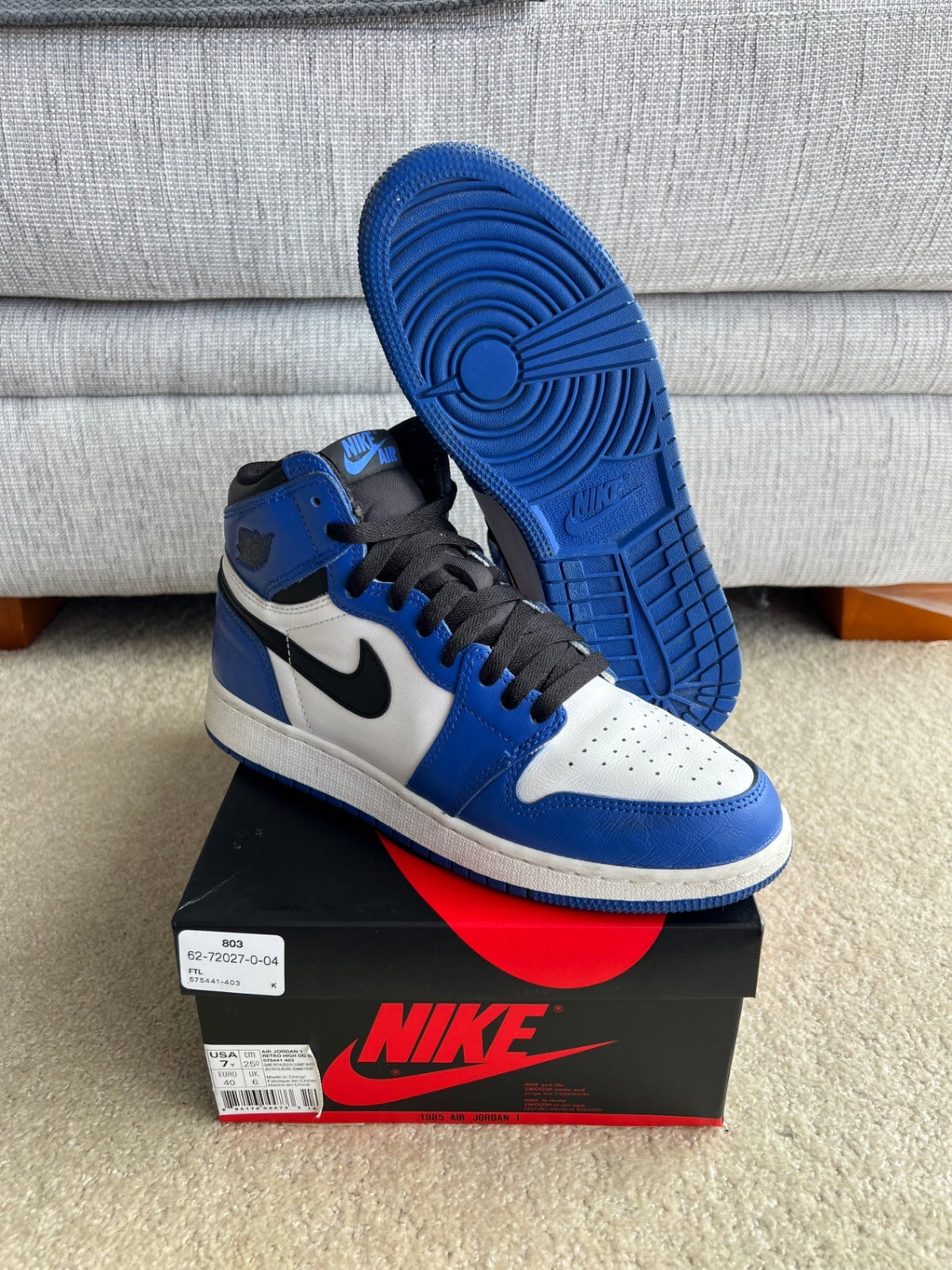 [USED B] Jordan 1 High Game Royal (GS) - 7Y (8.5 Women&#39;s) - Im Your Wardrobe