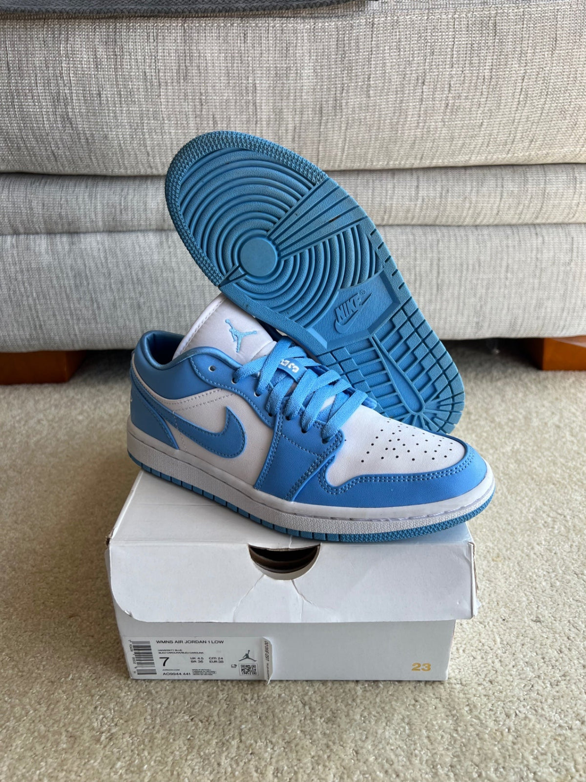 [USED B] Jordan 1 Low UNC (W) - 5.5Y (7 Women&#39;s) - Im Your Wardrobe